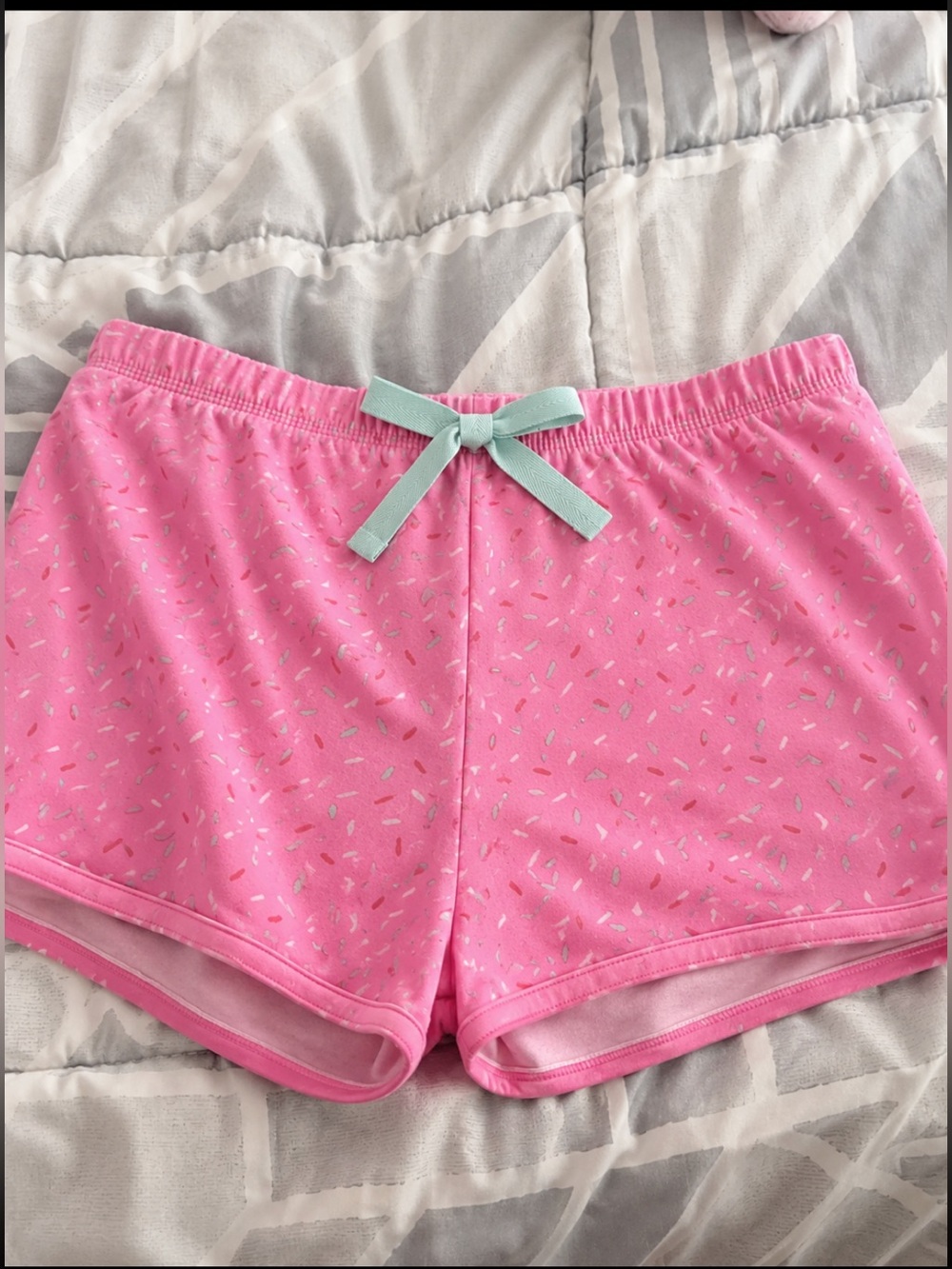 Kids Pink Women’s Sleep Shorts with Mint Bow